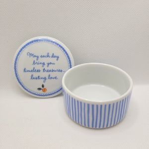 Insperational Ceramic Trinket Box White and Blue Stripes Hallmark